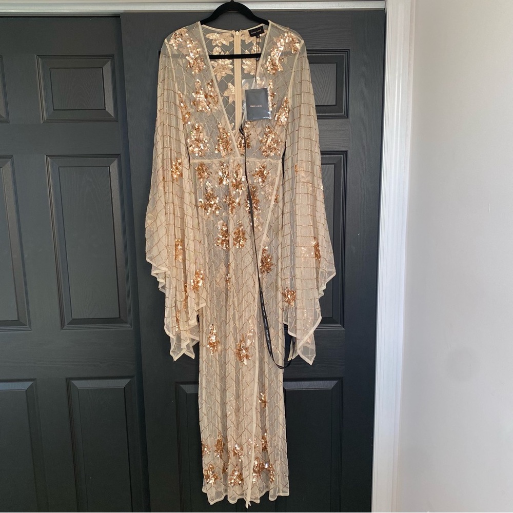 Peace + Love Kimono Sleeve Embellished Maxi Dress